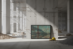 Urban River Rust Canvas - Brutalist Building Under Construction