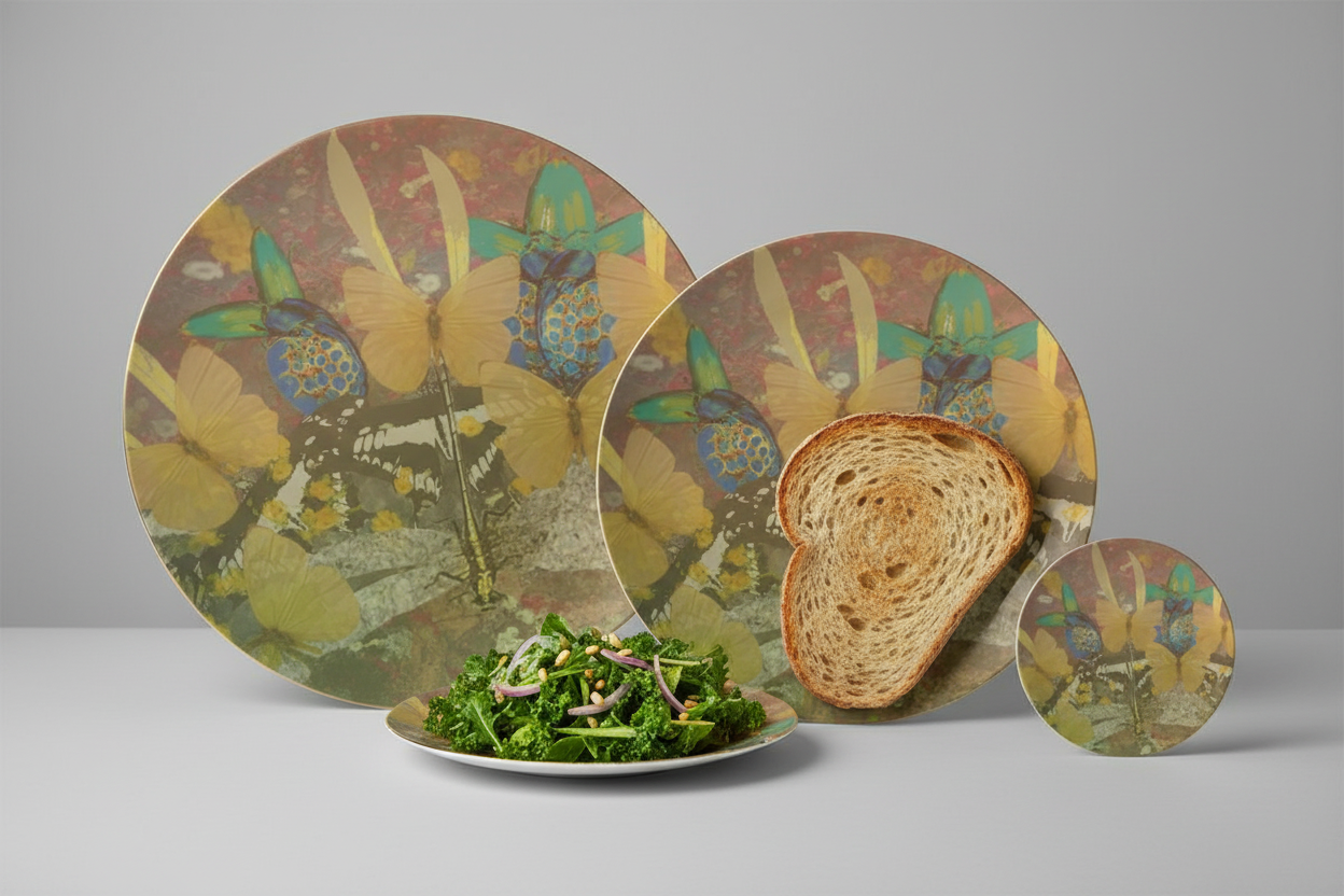 Wonderland China Plates All Sizes with Food Studio Mockup