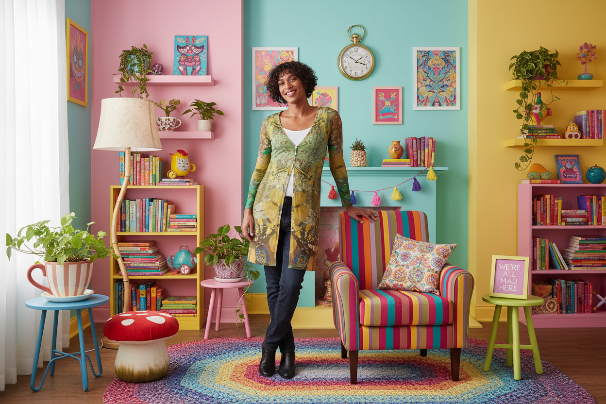 Wonderland Ladies Cardigan lifestyle mockup