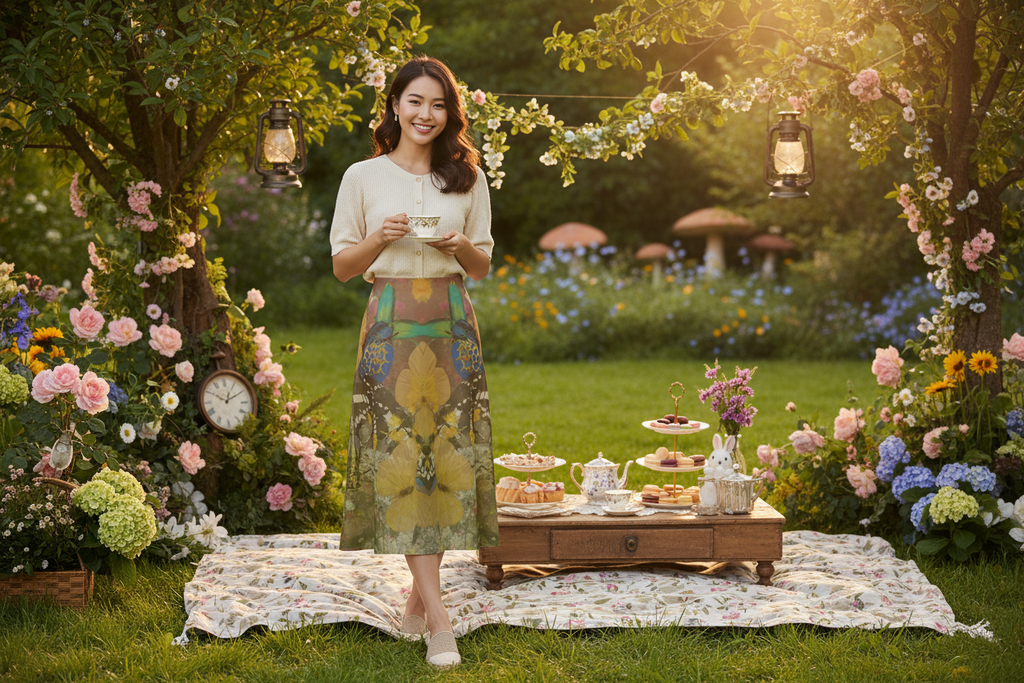 Wonderland Midi Skirt lifestyle mockup