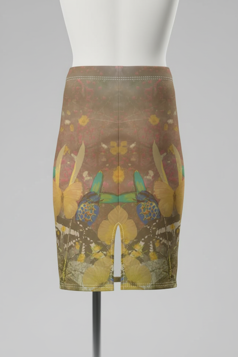 Wonderland Pencil Skirt Back View Mannequin Mockup