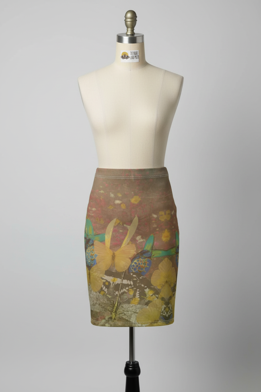 Wonderland Pencil Skirt Front View Mannequin Mockup