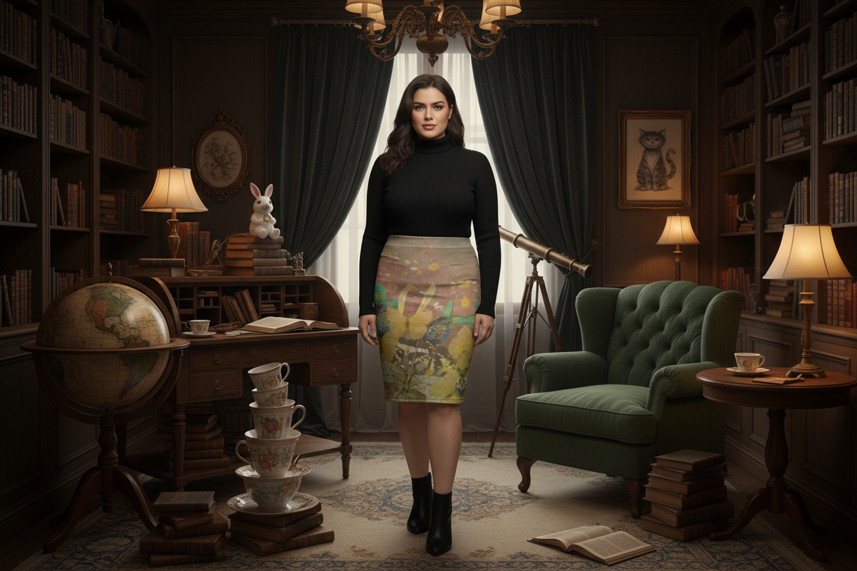 Wonderland Pencil Skirt lifestyle mockup
